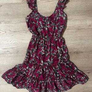 Shein Floral Sleeveless Dress with Ruffle Hem size medium